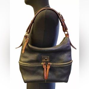 Dooney & Bourke Navy Blue Saffiano Leather Dillen Double Pocket Shoulder Bag